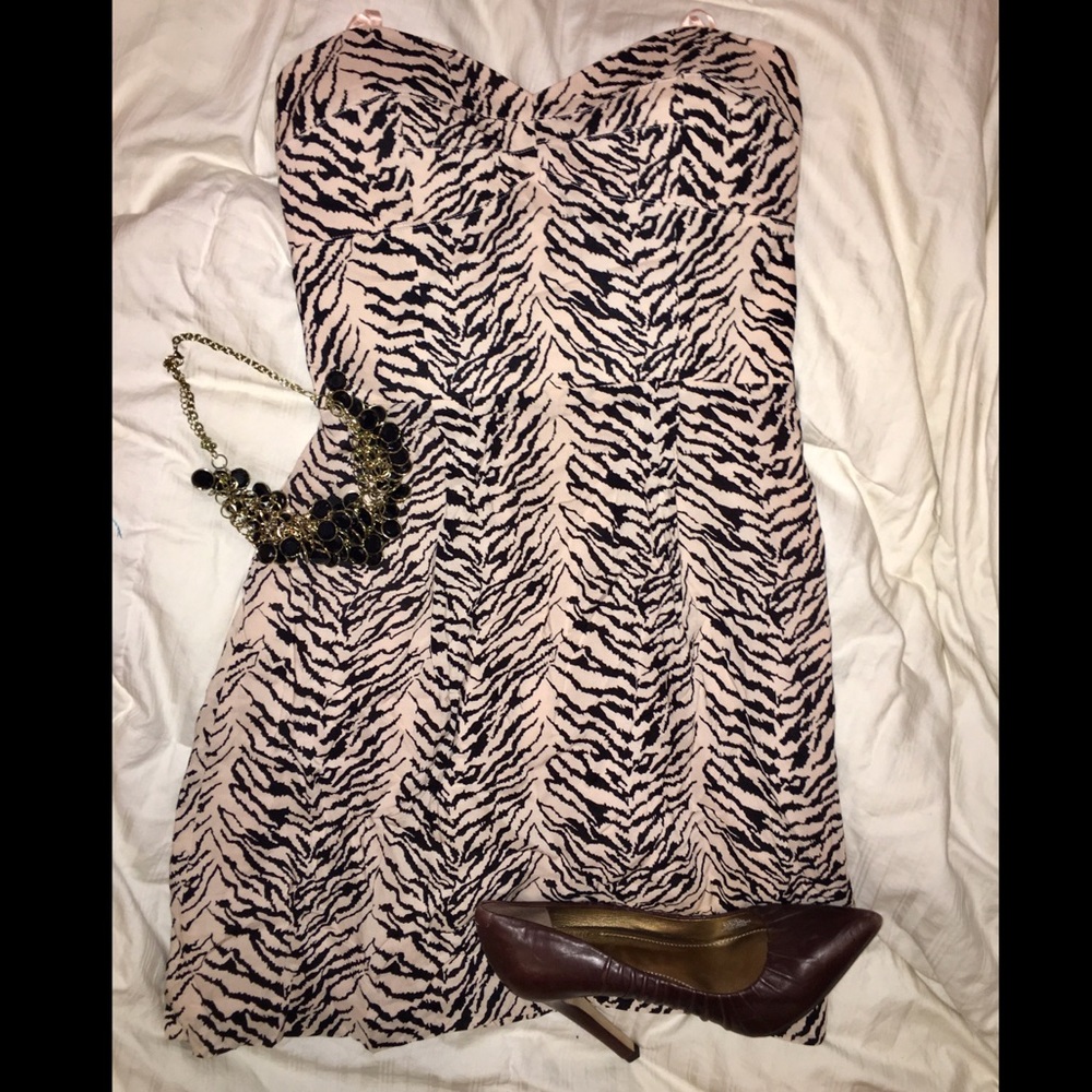 BCBGeneration Pink Black Zebra Print strapless